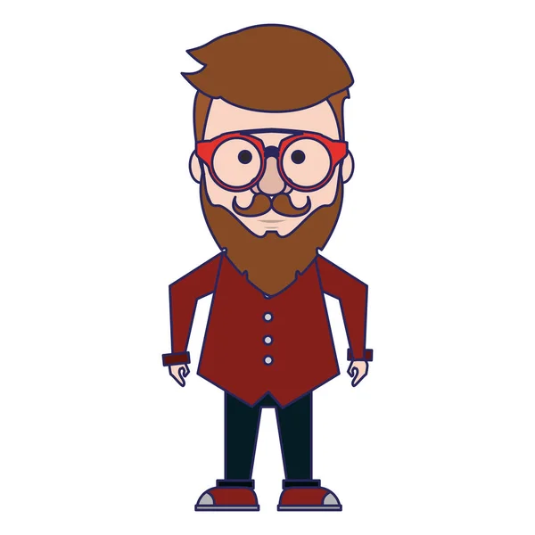 Hipster mit Brille und Schnurrbart — Stockvektor