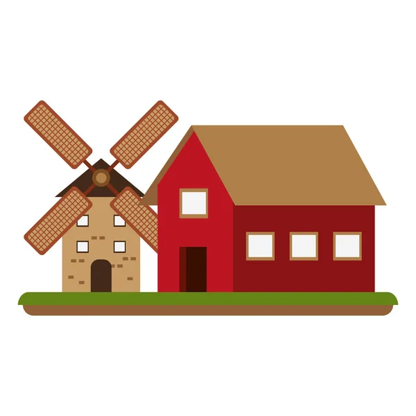 Farm and windmill — Stock Vector