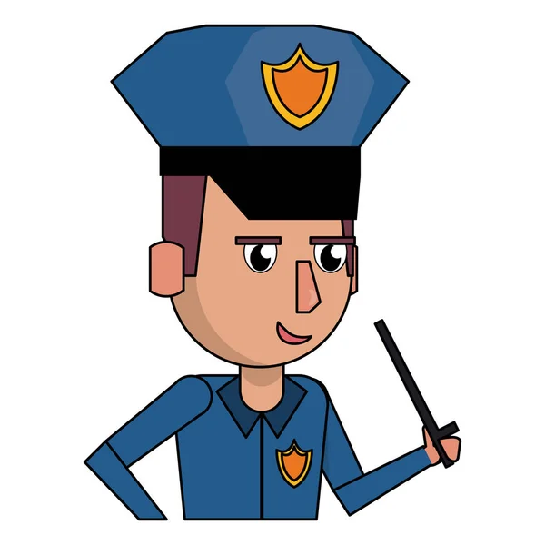 Police profile cartoon colorful — Stock Vector