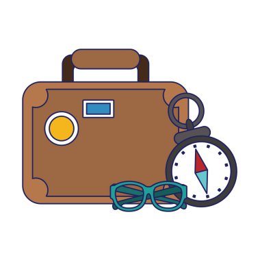 Seyahat ve tatil sembolleri mavi çizgiler