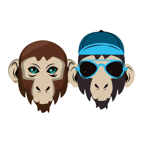Hipster macacos esboço legal —  Vetores de Stock