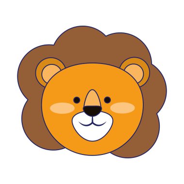 Aslan sevimli hayvan kafası mavi çizgiler