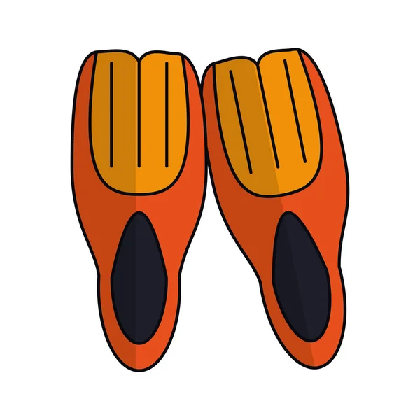 Attrezzatura pinne subacquee cartone animato — Vettoriale Stock