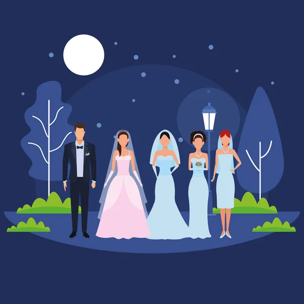 Άνθρωποι ντυμένοι για γάμο — Διανυσματικό Αρχείο