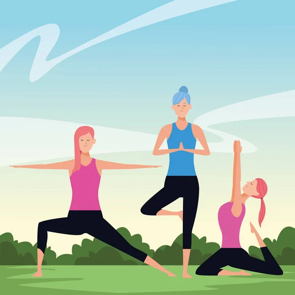 Mujeres Yoga poses — Vector de stock