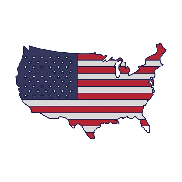 Verenigde Staten kaart overzicht patriottische geïsoleerde blauwe lijnen — Stockvector