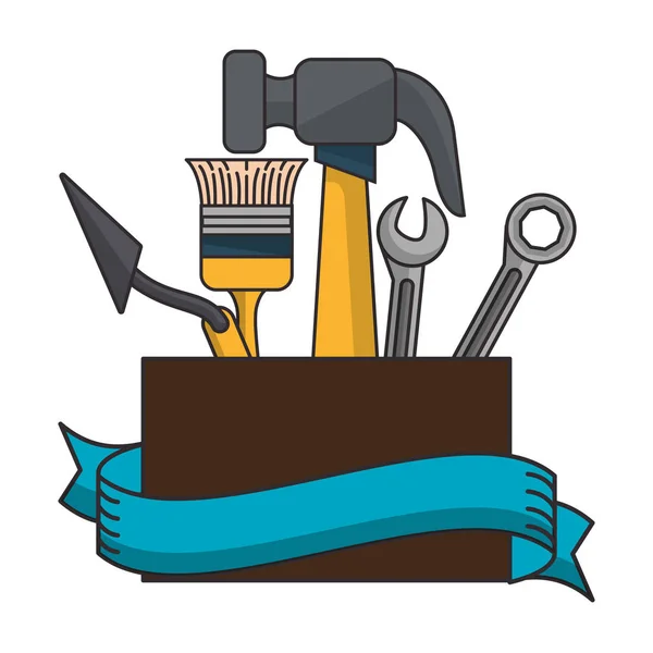 Construction tools emblem — Stock Vector