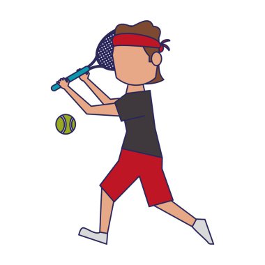 Raket ve top avatar mavi çizgiler ile Tenis plasyer