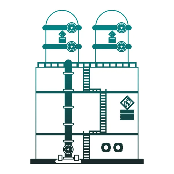 Maschinen der Anlagenindustrie in blauen Linien — Stockvektor