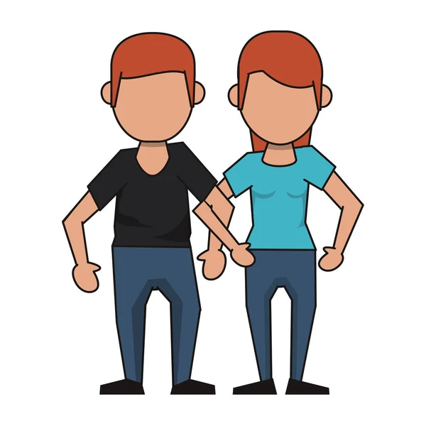 Casal avatar personagem de desenho animado — Vetor de Stock