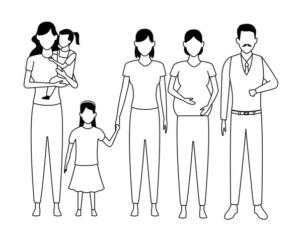 Famiglia avatar personaggio dei cartoni animati — Vettoriale Stock