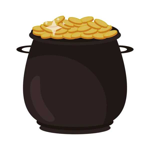 Pot with coins icon cartoon — Stock Vector