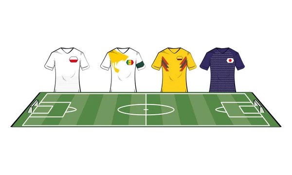 Equipas de futebol camisetas — Vetor de Stock