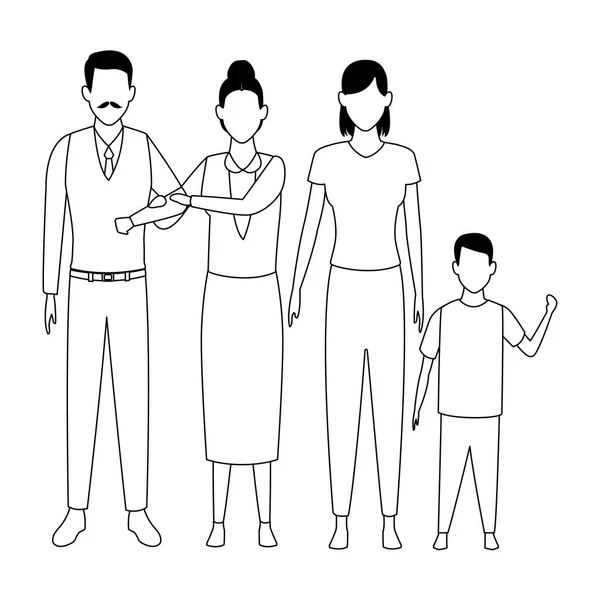 Rodinné avatar kreslená postavička — Stockový vektor