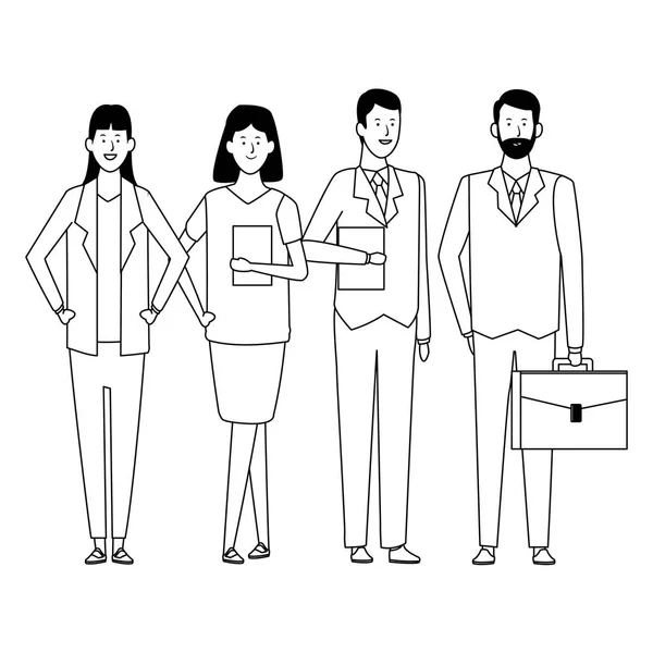 Pessoas de negócios avatar personagens de desenhos animados preto e branco — Vetor de Stock