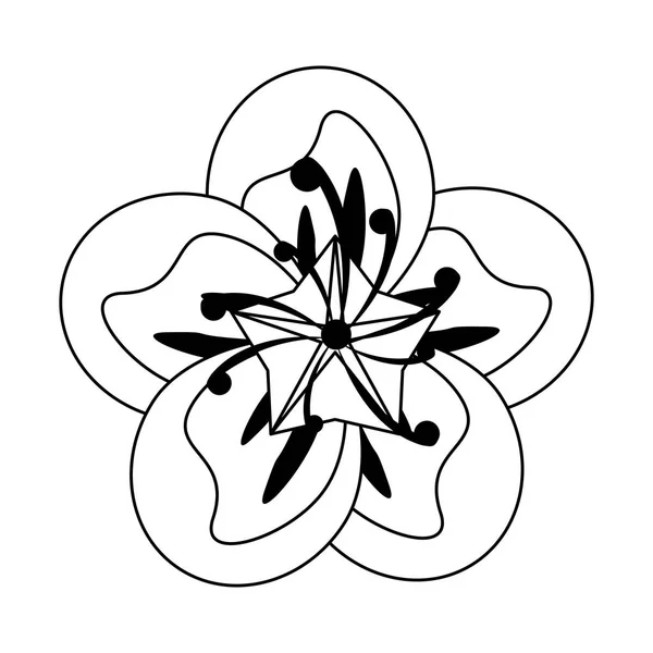 Çiçek çiçeği simgesi karikatür siyah beyaz izole — Stok Vektör