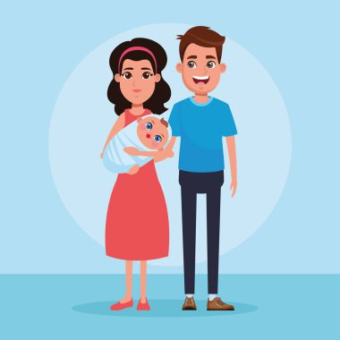Çocuklu aile karikatür
