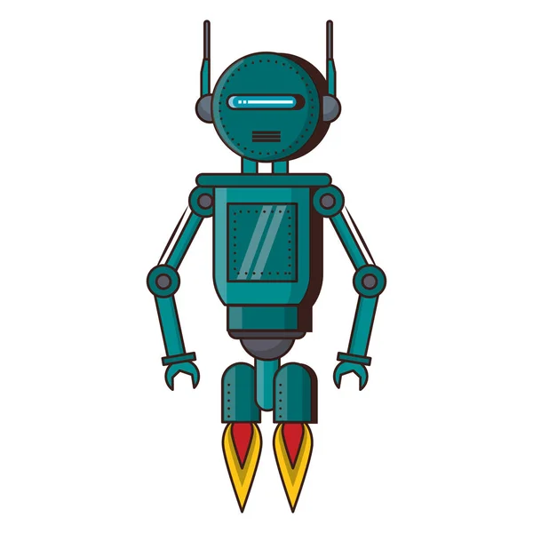 Robot rolig karaktär tecknad serie isolerad — Stock vektor