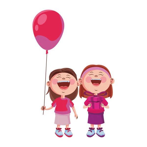 Enfants mignons avec des ballons — Image vectorielle