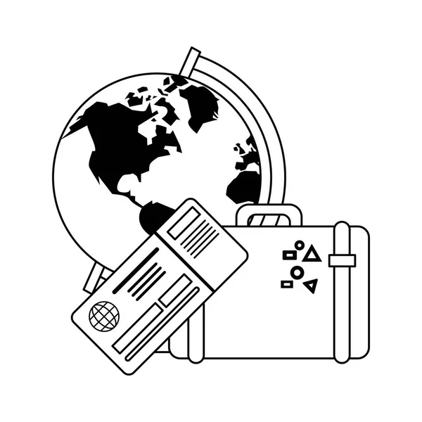 Reisen und Urlaub in Schwarz-Weiß — Stockvektor