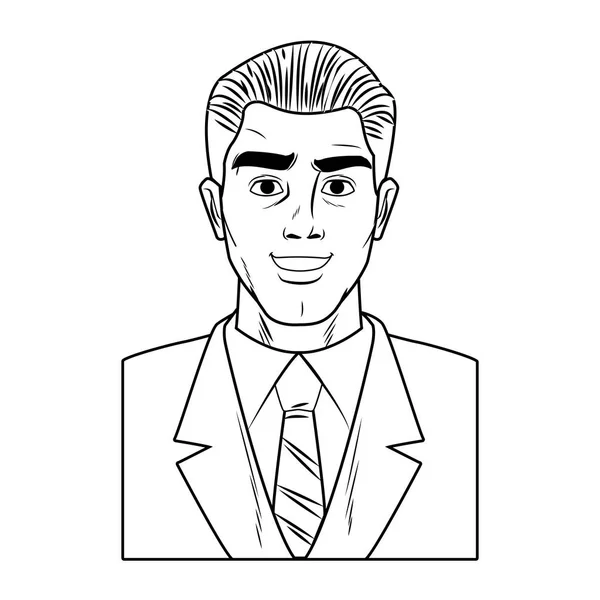 Businessman pop art cartoon in black and white - Stok Vektor