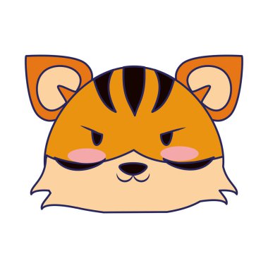 Sevimli kaplan hayvan karikatür mavi çizgiler