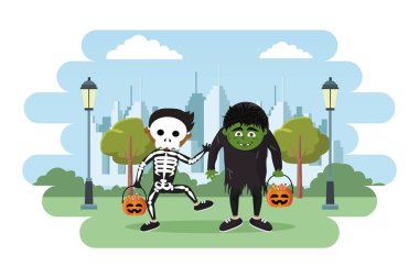 Çocuklar ve cadılar bayramı karikatürleri