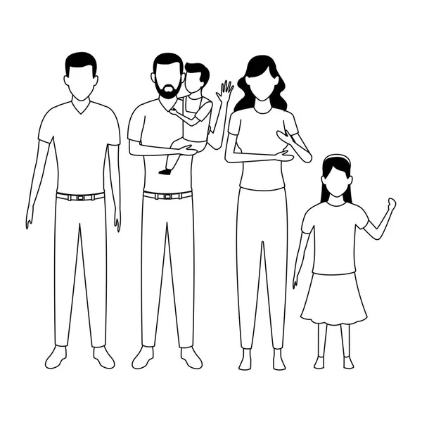 Famille avatar personnage de dessin animé — Image vectorielle