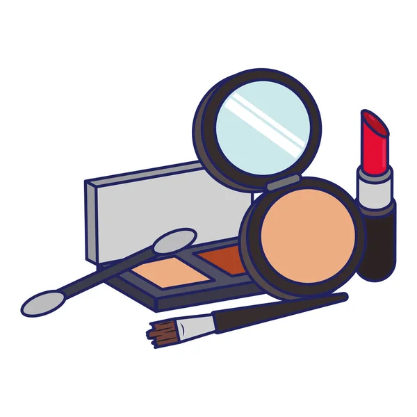 Maquiagem e mulheres moda beleza linhas azuis — Vetor de Stock