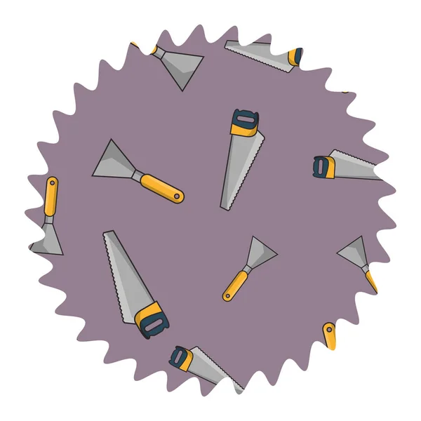 Étiquette ronde pour scie à métaux et spatule — Image vectorielle