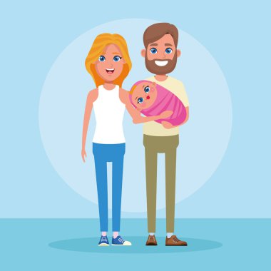 Çocuklu aile karikatür