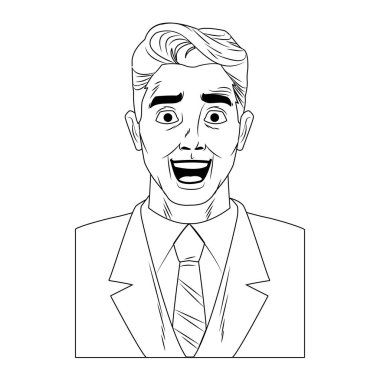 İşadamı pop sanat karikatür siyah beyaz