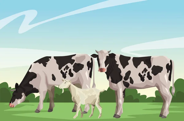 母牛和山羊 — 图库矢量图片