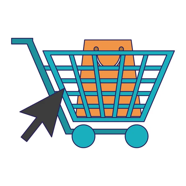 Compras on-line e pagamento linhas azuis — Vetor de Stock