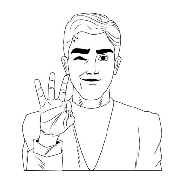 İşadamı pop sanat karikatür siyah beyaz