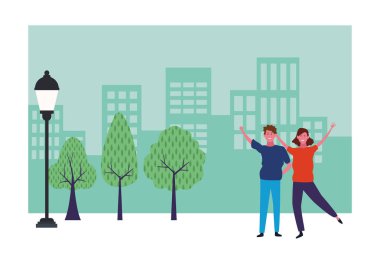 Çift gülümseyen karikatür