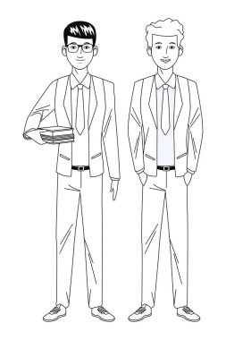 İşadamları avatar çizgi film karakteri siyah ve beyaz