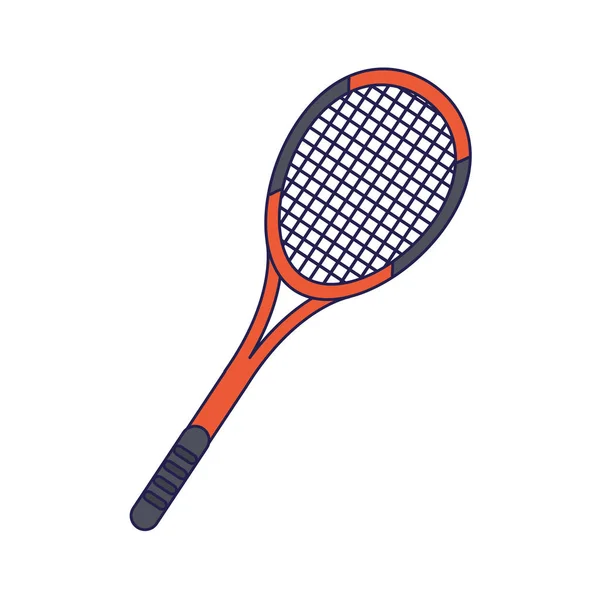 Raqueta de tenis deporte dibujos animados líneas azules aisladas — Vector de stock