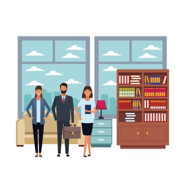 ofiste iş adamları avatar çizgi film karakterleri