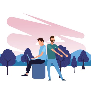 İş arkadaşları ekip çalışması çizgi film