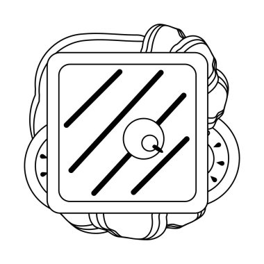 Sandviç sağlıklı gıda siyah ve beyaz topview izole