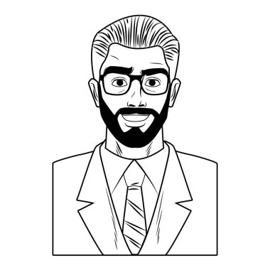 İşadamı pop sanat karikatür siyah beyaz