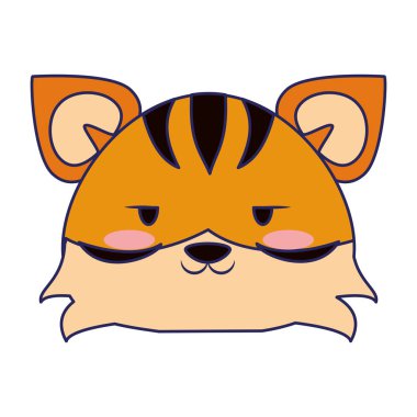 Sevimli kaplan hayvan karikatür mavi çizgiler