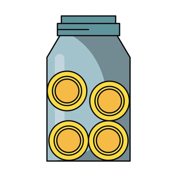 Coins in bottle savings symbol isolated — Stock Vector