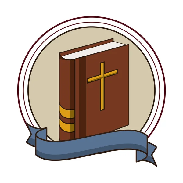 Sagrado libro de la Biblia emblema redondo — Vector de stock