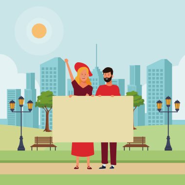 Çift holding boş afiş