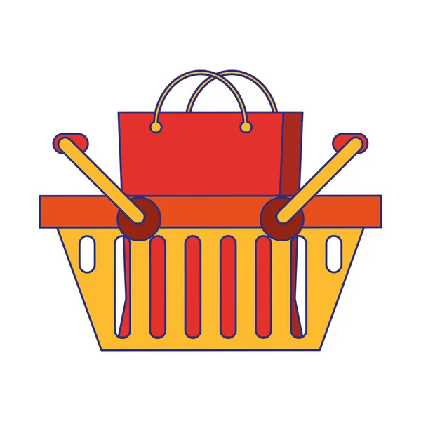 Shopping basket symbol isolated blue lines — Stock Vector