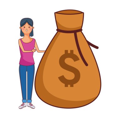 Genç kadın çizgi film