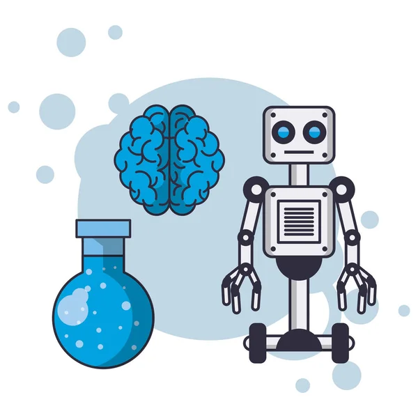 Robot és mesterséges intelligencia-agy — Stock Vector