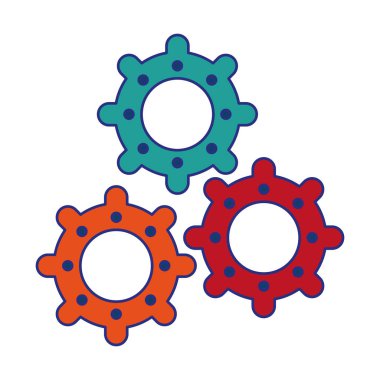 Dişliler makine çalışma izole karikatür